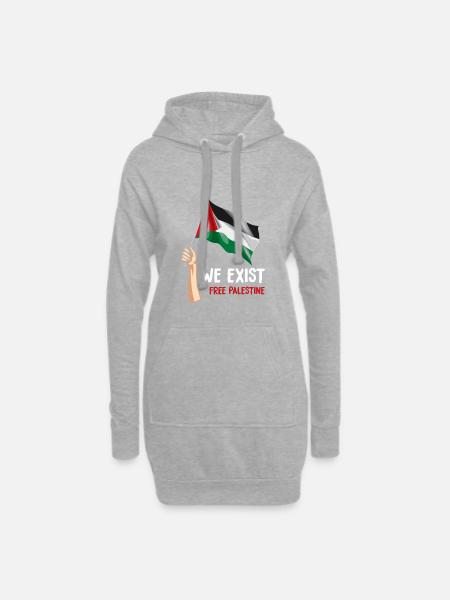 Palestine - Hoodie-kjole - grå meleret