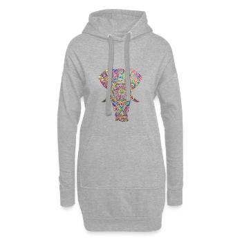 YOGA, Elefant, Meditation, Geschenk, Geschenkidee - Hoodie-Kleid - Grau meliert - Vorne