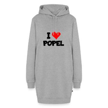 I love popel Ich liebe Popeln Herz Spruch T-Shirt - Hoodie-Kleid - Grau meliert - Vorne