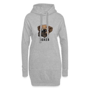 Boxer Hund Kopf - Hoodie-Kleid - Grau meliert - Vorne