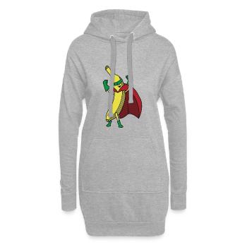 Fruit de la banane super héros héros banane super héros - Sweat-shirt à capuche long Femme - gris chiné - Devant