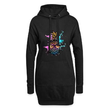 ananas - Sweat-shirt à capuche long Femme - noir - Devant