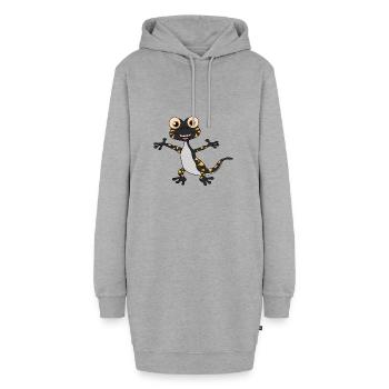 Eidechse Gecko Salamander Lustig Comic - Hoodie-Kleid - Grau meliert - Vorne