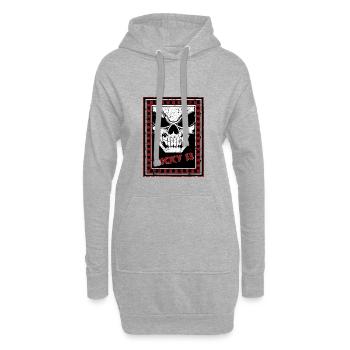 Glücklicher Schädel 13 - Hoodie-Kleid - Grau meliert - Vorne