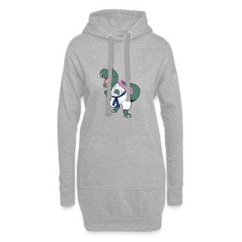 T Rex Karate Arts Martiaux Dino Dinosaure Combattant - Sweat-shirt à capuche long Femme - gris chiné - Devant