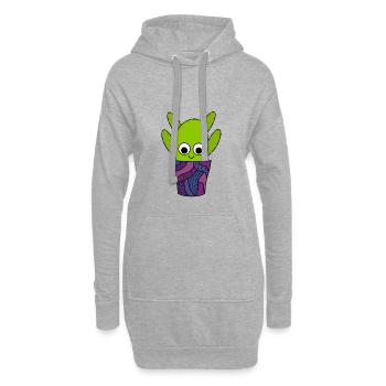 Thorny Kaktus In Cute Pottery - Hoodie-Kleid - Grau meliert - Vorne