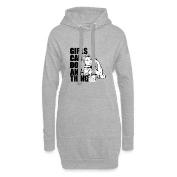 Girls can do Anything Frauenpower Feminismus Frau - Hoodie-Kleid - Grau meliert - Vorne