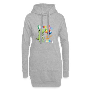 Drei Rex Dinosaurier 3. Geburtstagsgeschenk Design - Hoodie-Kleid - Grau meliert - Vorne
