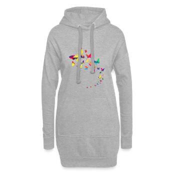 Schmetterlinge im Flug geometrisch - Hoodie-Kleid - Grau meliert - Vorne