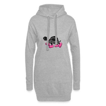 Tortue avec des chaussures roses - Sweat-shirt à capuche long Femme - gris chiné - Devant