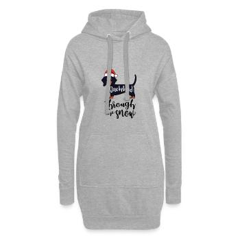 Dackel Hund Weihnachten - Hoodie-Kleid - Grau meliert - Vorne