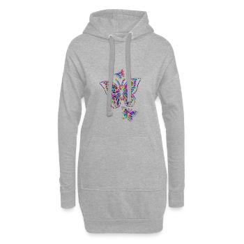 bunter Schmetterling, Geschenk, Geschenkidee - Hoodie-Kleid - Grau meliert - Vorne