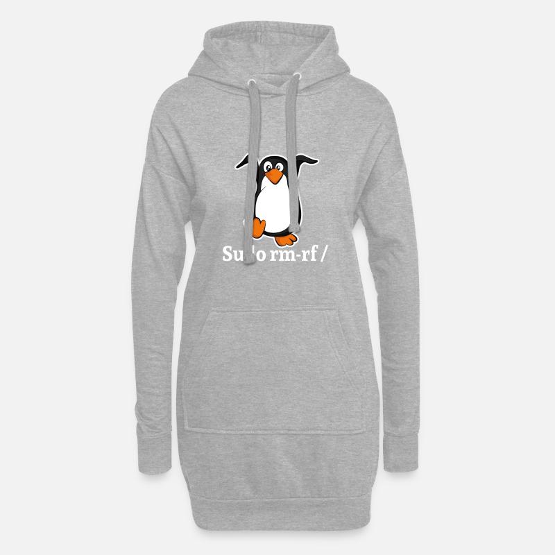 Tux Linux Pinguin Sudo Rm Rf | Computerfreak Hack - Hoodie-Kleid - Grau meliert