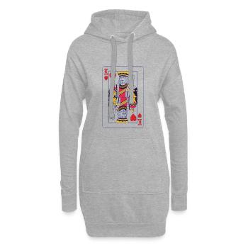 Roi Dame Carte King Queen Kart Amour de couple - Sweat-shirt à capuche long Femme - gris chiné - Devant