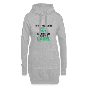 Maladie coeliaque Sans gluten Lire l'étiquette Gluten - Sweat-shirt à capuche long Femme - gris chiné - Devant