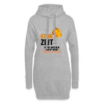 keine zeit ich muss auf die Baustelle - Hoodie-Kleid - Grau meliert - Vorne