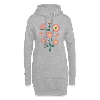 Zeitloses Blumen-Design – Natürlich & Stilvoll - Hoodie-Kleid - Grau meliert - Vorne