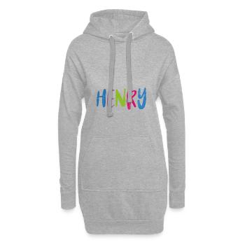Henry T-shirt nom enfant cadeau d’anniversaire - Sweat-shirt à capuche long Femme - gris chiné - Devant