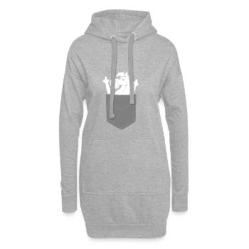 Cadeau de doigt de poche de cheval - Sweat-shirt à capuche long Femme - gris chiné - Devant