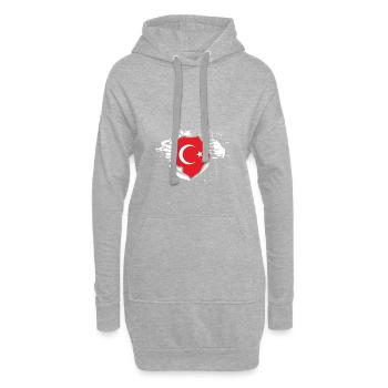 Türkiye Turquie Turk Turk - Sweat-shirt à capuche long Femme - gris chiné - Devant