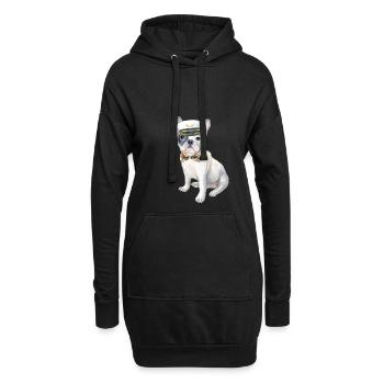 Frenchie French Bulldog Cravate papillon à carreaux - Sweat-shirt à capuche long Femme - noir - Devant