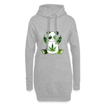 Panda stoned Weed - Hoodie-Kleid - Grau meliert - Vorne