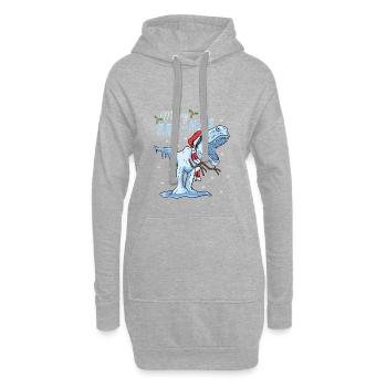 T-Rex Rex-Mas Dino Dinosaurier Eis Weihnachten - Hoodie-Kleid - Grau meliert - Vorne