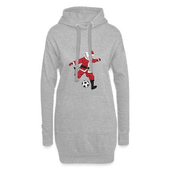 Santa Claus soccer player kicking gift - Hoodie Dress - heather grey - Front