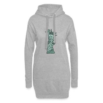 Statue de la Liberté Joint High Cannabis Weed Herbe - Sweat-shirt à capuche long Femme - gris chiné - Devant