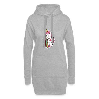 Cadeau de remise de carlin coloré avec un arc-en-ciel - Sweat-shirt à capuche long Femme - gris chiné - Devant
