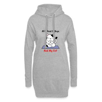 Cadeau de méditation Kitty chaton chat yoga - Sweat-shirt à capuche long Femme - gris chiné - Devant
