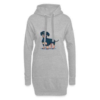 Dachshund Dog - Hoodie-Kleid - Grau meliert - Vorne