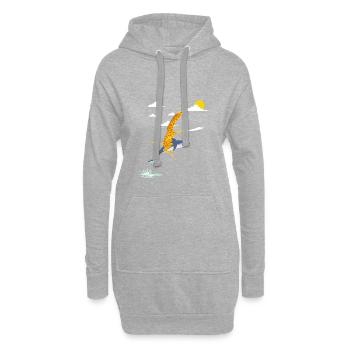 Piratengiraffe reitet auf Hai - Hoodie-Kleid - Grau meliert - Vorne