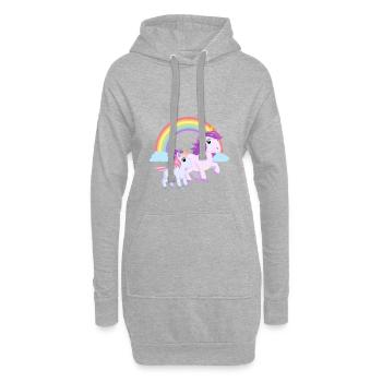 Einhorn Unicorn Shirt mit Regenbogen Comic Style - Hoodie-Kleid - Grau meliert - Vorne
