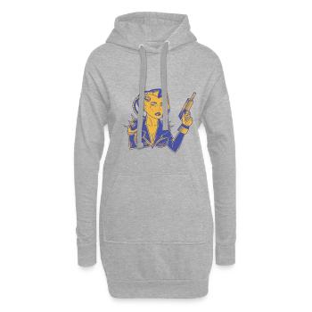 Roboter Mensch - Hoodie-Kleid - Grau meliert - Vorne