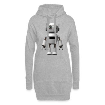 Robot blanc avec de grands yeux - Sweat-shirt à capuche long Femme - gris chiné - Devant