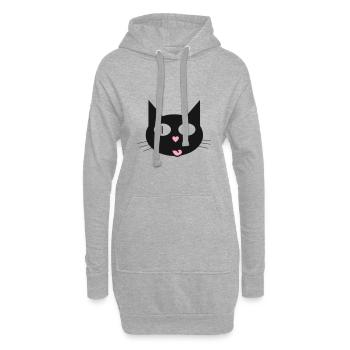 Chat mignon, matou au nez en forme de cœur - Sweat-shirt à capuche long Femme - gris chiné - Devant