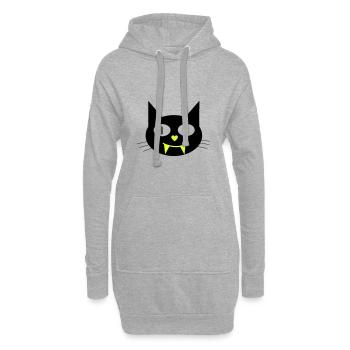 Halloween Vampir-Katze mit Eckzähnen - Hoodie-Kleid - Grau meliert - Vorne