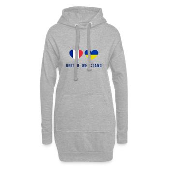 Unis nous sommes la France et l’Ukraine - Sweat-shirt à capuche long Femme - gris chiné - Devant