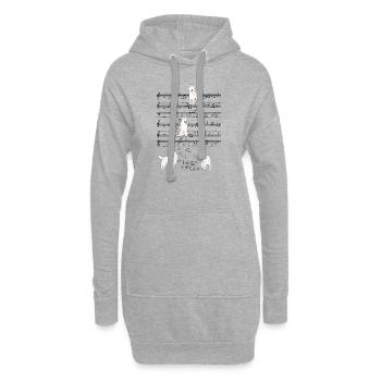 Weißer Schäferhund Hund Musik Noten Geschenk - Hoodie-Kleid - Grau meliert - Vorne
