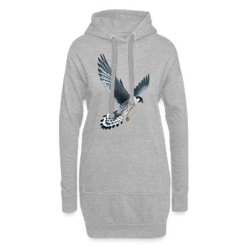 Wanderfalke im Flug - Hoodie-Kleid - Grau meliert - Vorne