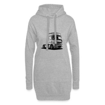 camion - Sweat-shirt à capuche long Femme - gris chiné - Devant