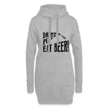 Boire de la pizza manger de la bière - Sweat-shirt à capuche long Femme - gris chiné - Devant