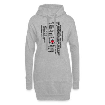 Hamburg Begriffe / Herz auf Anker / Text schwarz - Hoodie-Kleid - Grau meliert - Vorne