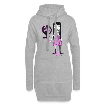 Molly - Girl Power, feministisches Graffiti - Hoodie-Kleid - Grau meliert - Vorne