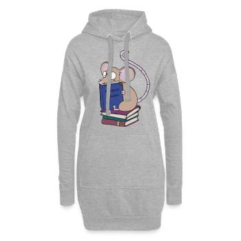 Leseratte mit Büchern wundervolle Geschichten - Hoodie-Kleid - Grau meliert - Vorne
