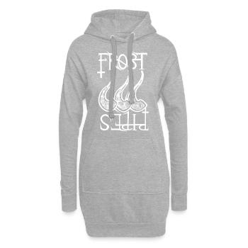 Frost Pipes Logo Weiß - Hoodie-Kleid - Grau meliert - Vorne