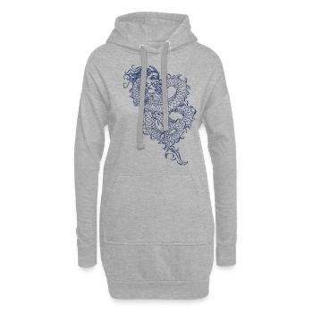 Dragon chinois - Sweat-shirt à capuche long Femme - gris chiné - Devant