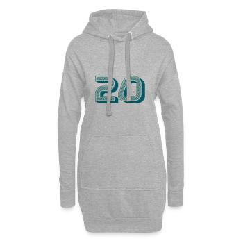 20. 20 ANS. 20e ANNIVERSAIRE. ANNIVERSAIRE 20 ANS. - Sweat-shirt à capuche long Femme - gris chiné - Devant