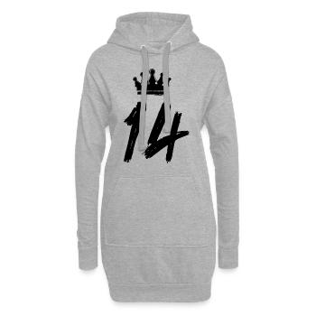 14 Zahl Krone - Hoodie-Kleid - Grau meliert - Vorne